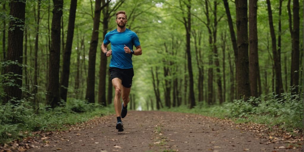 Person running on a trail for health benefits