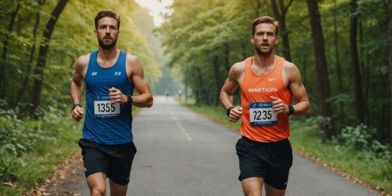 Runner training on a scenic trail for half marathon