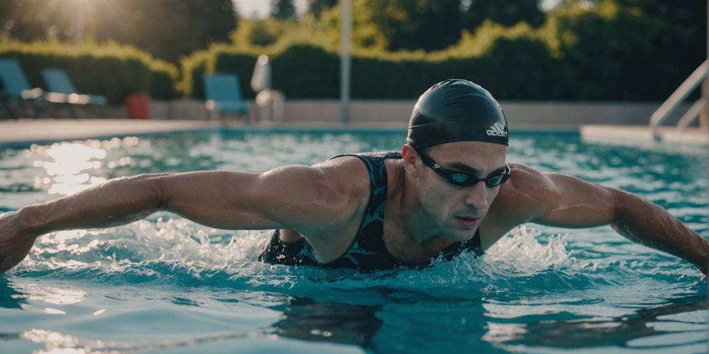 Runner swimming in a pool, showcasing perfect form