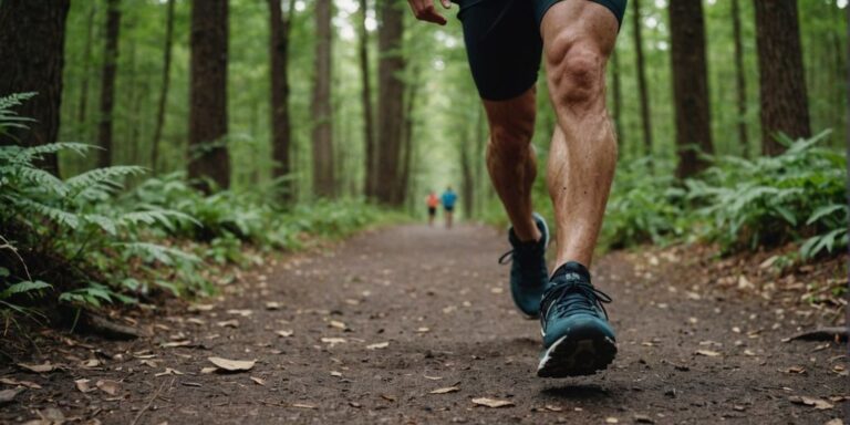 Runner on trail with keto diet symbols around